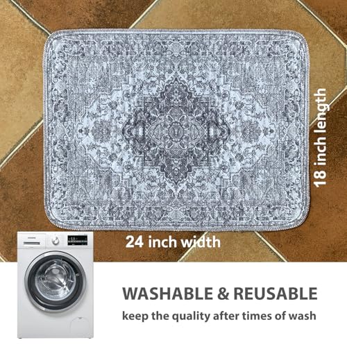 4PACK Washable Pee Pads for Dogs (18x24 Inch (Pack of 4) / Gray/Geo)
