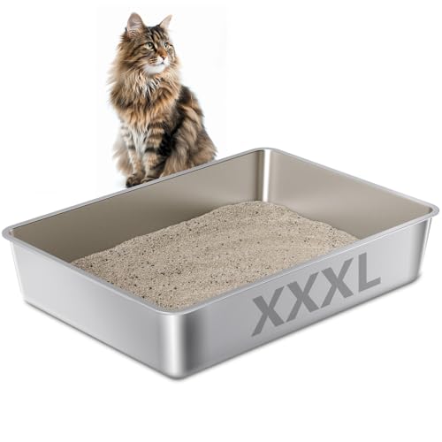 XXXL Stainless Steel Cat Litter Box (XXXL - 28" x 20" x 6")