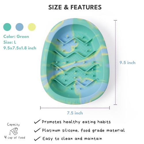 Dog & Cat Lick Mat Bowls with Suction Cups (Green / Large)