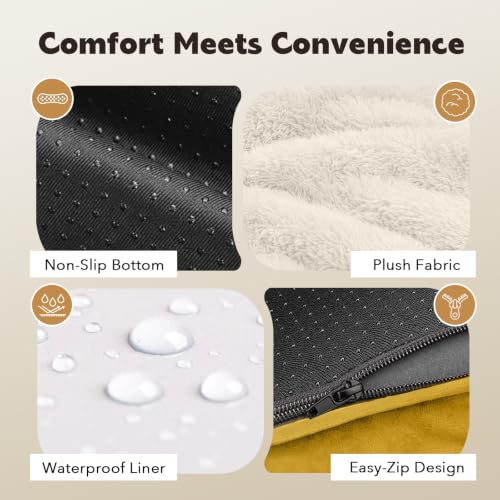 XXL Orthopedic Waterproof Dog Bed with Bolster for Extra Large Dogs (45.0"L x 35.0"W x 8.0"Th / Ginger)