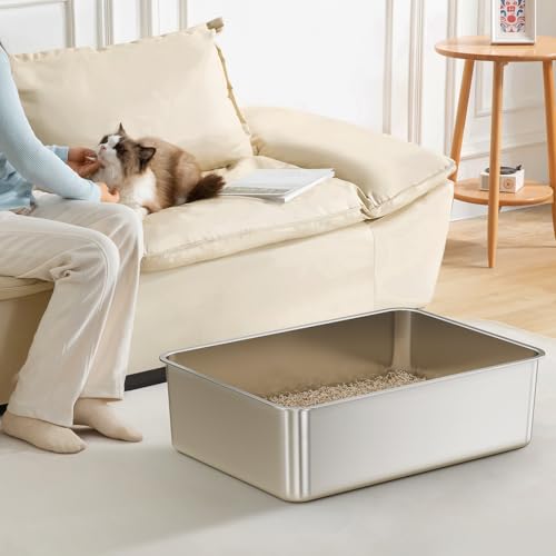2 Pack XXXL Stainless Steel Litter Box (Silver2)
