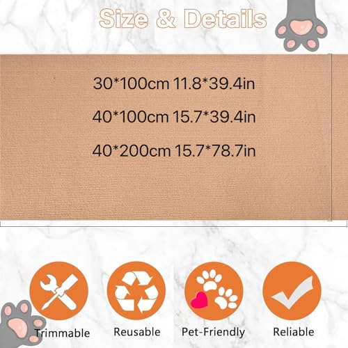Cat Scratch Couch Furniture Protector (Beige 11.8"X39.4")