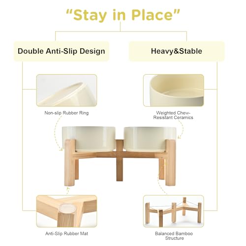 Elevated Dog Bowls Ceramic (6.1 in - 3.6 cups / Beige)