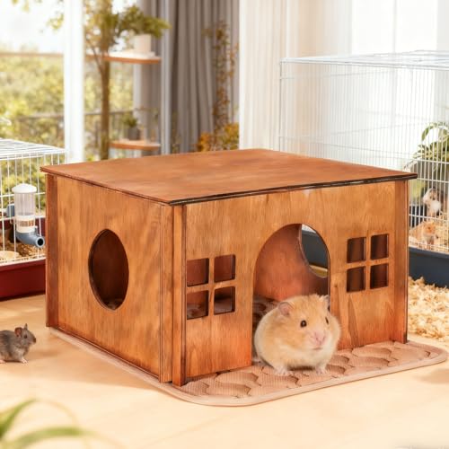 Wooden Guinea Pig Hideout (Brown Style 1 / Medium)