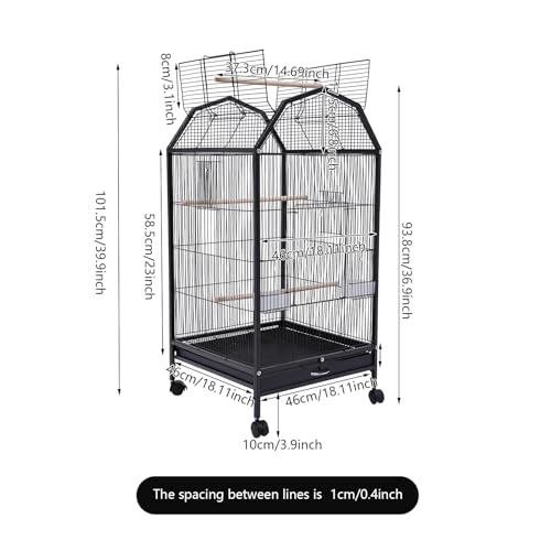 40 Inch Wrought Iron Bird Cage with Open