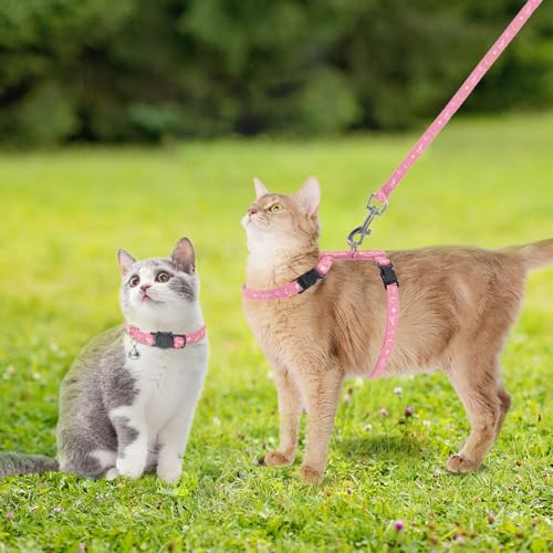 Cat Harness with Leash and Collar Set (Small / Pink)