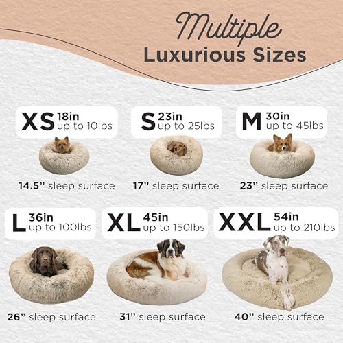 Original Calming Donut Dog Bed (Taupe Shag / X-Large)
