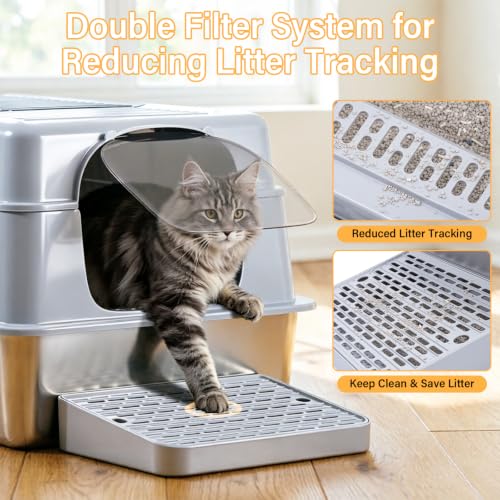 Stainless Steel Litter Box with Lid XXXXL (XXXL-lid-15.7"H)