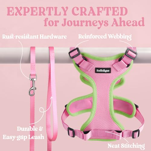 Cat Harness and Leash Set (M / Pink & Light Green)