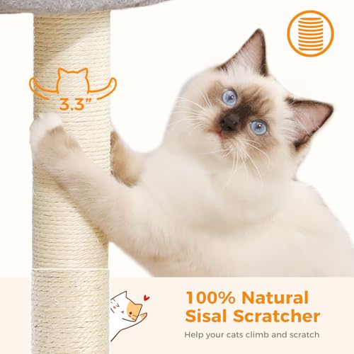 19" Cat Scratching Post with Plush Top Bed (Grey)