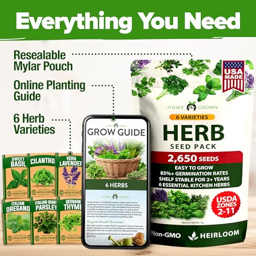 6 Herb Variety Pack 2650+ Seeds Extra Large Culinary Kit
