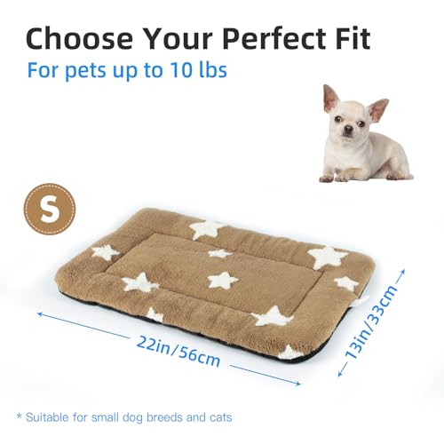 Cat Beds for Indoor Cats Washable Cat Mat Bed Flat Dog Crate Pad (22''L x 13''W x 1.5''Th / Brown)
