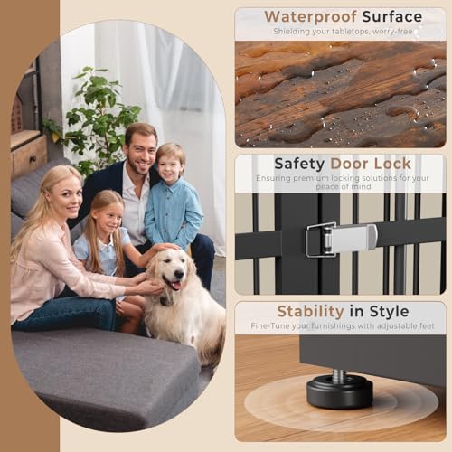 48'' XXL Dog Crate Furniture with 3 Doors for Large Dogs (Brown / 47.2"L x 29.1"W x 37.6"H)