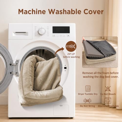Waterproof Orthopedic Dog Beds for Large Sized Dog (36.0"L x 27.0"W x 8.0"Th / Light Brown)