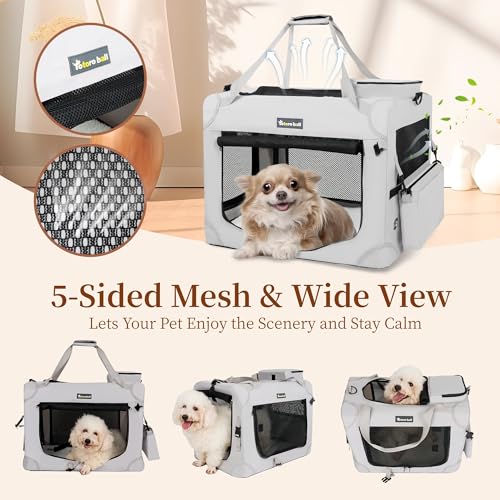 Extra Large Cat Carrier for 2 Cats Collapsible Soft Pet XL Crate for Large (24.0"L x 16.5"W x 16.5"H / Beige)