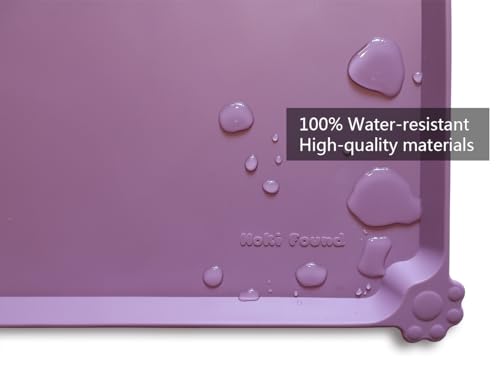 L Silicone Pet Food Mats Tray with Higher Lips (22" x 14" / Amethyst)