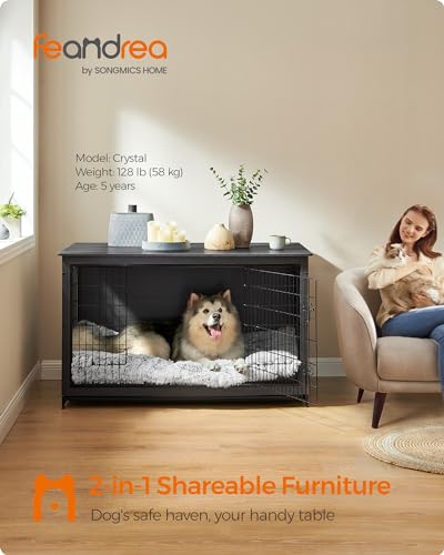 56.1" Dog Crate Furniture (Ink Black / 56.1"L x 33.7"W x 33.8"H)