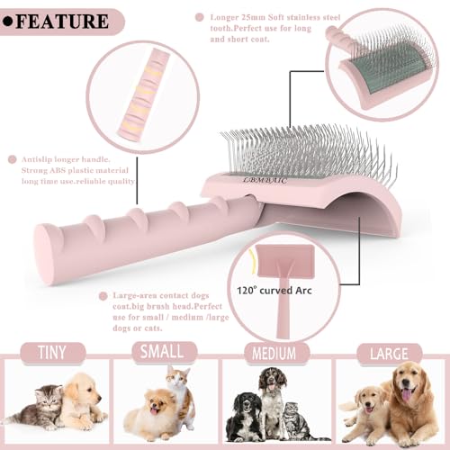 Dog Slicker Brush for Doodles Poodles Fluffy Deshedding Loose Hair (pink)