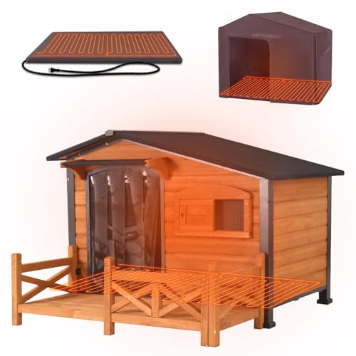 44.6" L Extra Large Heated Dog House Outdoor Insulated Winter Dog Kennel with Thermostat
