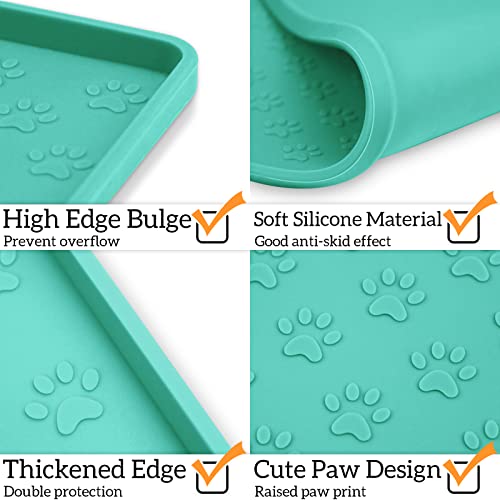 Pet Placemat for Dog and Cat (11.8"L x 11.8"W / Green)