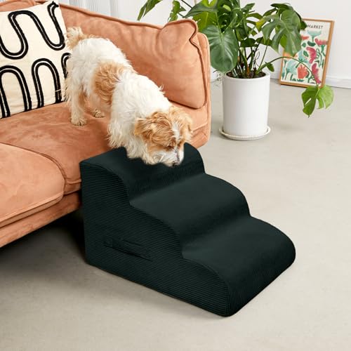 3 Step Dog Stairs Pet Ramp for High Beds (Dark Gray / 3-Step 16"H)