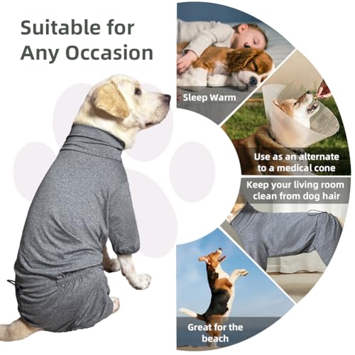 Dog Pyjamas PJS Sweater Clothes and Home Clothing Suitable for Medium to Large Breeds of Dogs (Thin Flower Gray / 2XL)