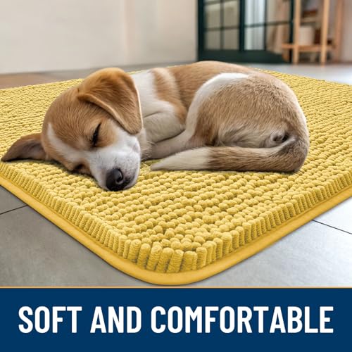 Dog Door Mat for Muddy Paws 30x20 (Yellow / 30"X20")