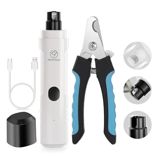 PAPIFFEED Dog Nail Clippers & Grinder with Manual Nail Clipper (White Set)