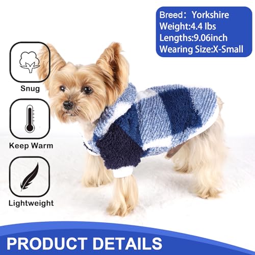 Dog Sweaters for Small Dogs (XX-Small (Chest 10 in) / Blue Plaid)
