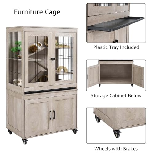 Ferret Cage with Storage and Ramp (Grey / 55“H)