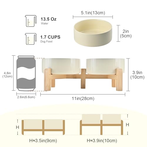 Elevated Dog Bowls Ceramic (5.1 in - 1.7 cups / Beige)