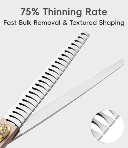 Thinning Shears for Dogs and Cats Rose Gold Pet Grooming Scissors Chunkers Shears 440C Stainless Steel Professional Dog Trimming Scissors 8'' (Chunker / 8")