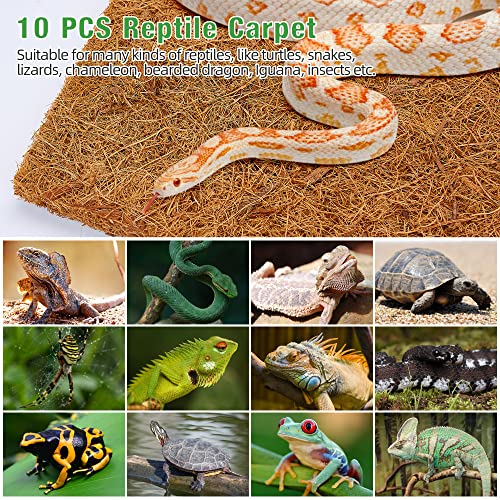 10 Pcs Reptile Carpet 12x12 Inch Coconut Fiber Mat for Tank Bedding (10 Pcs (12X12in))