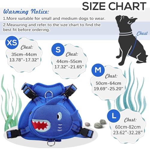 Dog Backpack Harness (Blue Shark / 5.9"L x 4.7"W x 2.2"H)