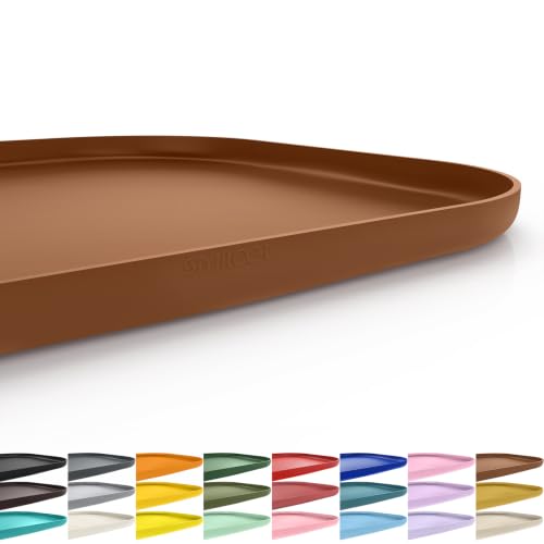 Waterproof Silicone Pet Food Mat with Raised Edge for Dog & Cat (Brown / 19"L x 12"W)