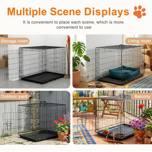 48" Foldable Metal Dog Crate (Black)