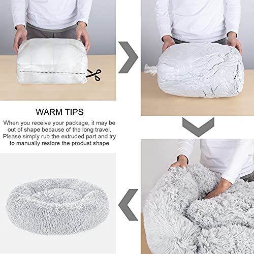 Dog Bed Cat Calming Bed (Light Grey / 36.0"L x 36.0"W x 7.0"Th)