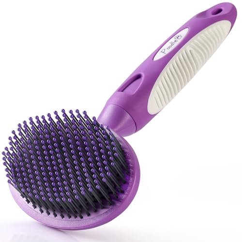 Round Bristle Pet Brush for Dogs and Cats (Purple)