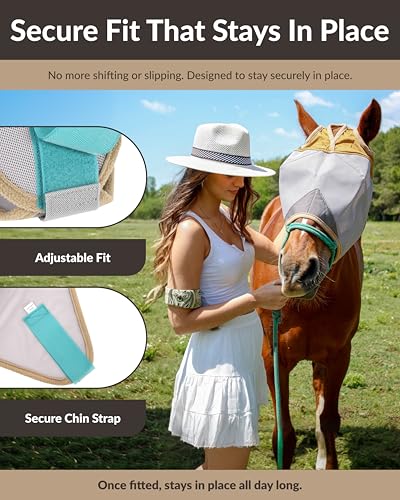 TSZ Horse Fly Mask Standard No Ears UV Block 70% Breathable Mesh Flymask (Horse)