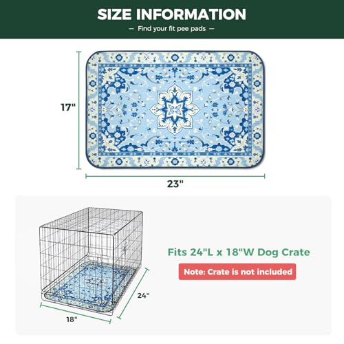 Washable Pee Pads for Dogs (Boho Blue / 17" x 23" (2 Packs))