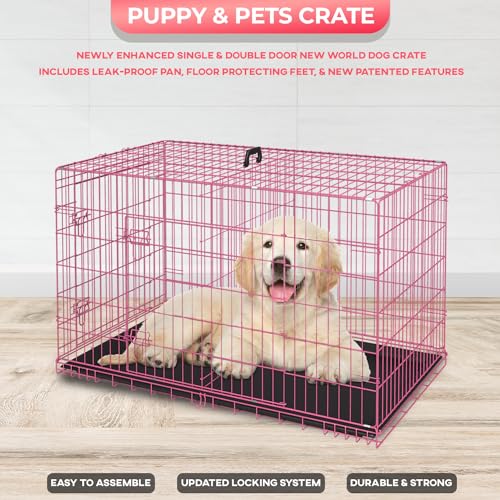 30" Foldable Metal Dog Crate (Pink)