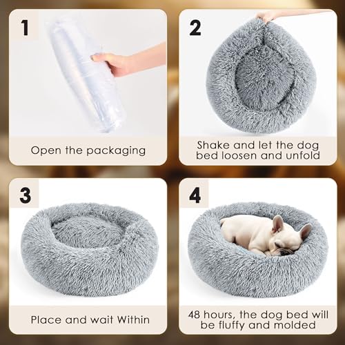 Dog Beds Large Sized Dog and Cats (Light Grey / 32.0"L x 32.0"W x 8.0"Th)