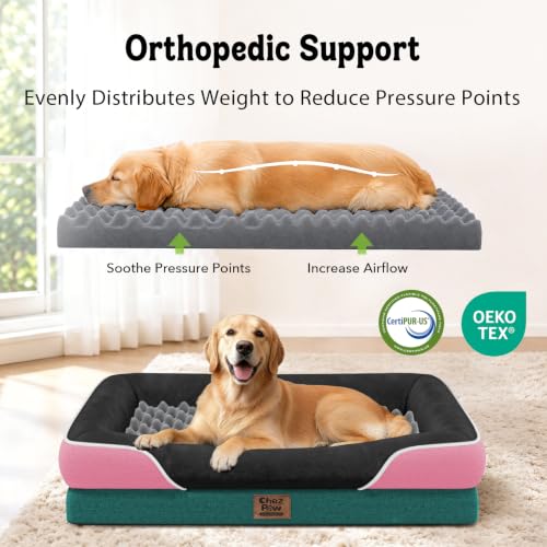 Orthopedic Washable XXL Dog Bed for Extra Large Dogs (Navy Blush / 45"L x 35"W x 7.5"Th)