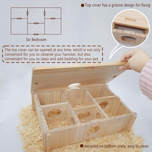 Multi Chamber Hamster Tunnel House Maze (Natural wood Hamster Maze House)