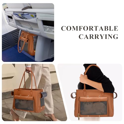 Fashion Pet Carrier Purse for Small Cat and Dog (Brown / 15.8"L x 7.5"W x 11.8"H)
