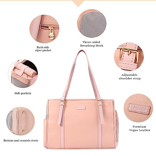 Fashion Dog Purse Pet Carrier Leather Bag for Small Dogs Cats Puppy (Pink)