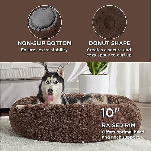 Calming Dog Beds Large Sized Dog Donut Washable Pet Bed (36"L x 36"W x 10"Th / Coffee)