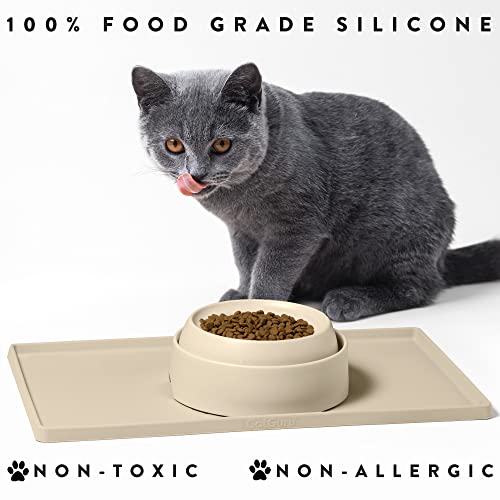 Premium Cat Food Mat (19"L x 11"W / Sand)