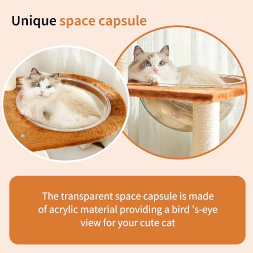 55.5 Inch Modern Cat Tree for Large Cats with Woven Basket Beds (3)