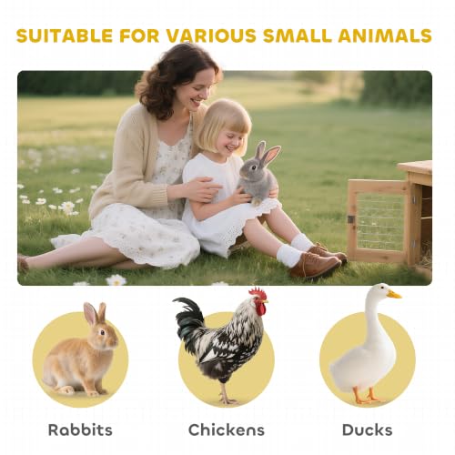 90.5" Wooden Rabbit Hutch Bunny Cage Pet Playpen House Enclosure with Double Side Run Boxes (White)